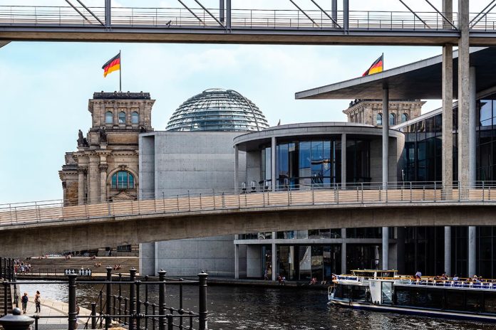 Government building along Spree river in Berlin
