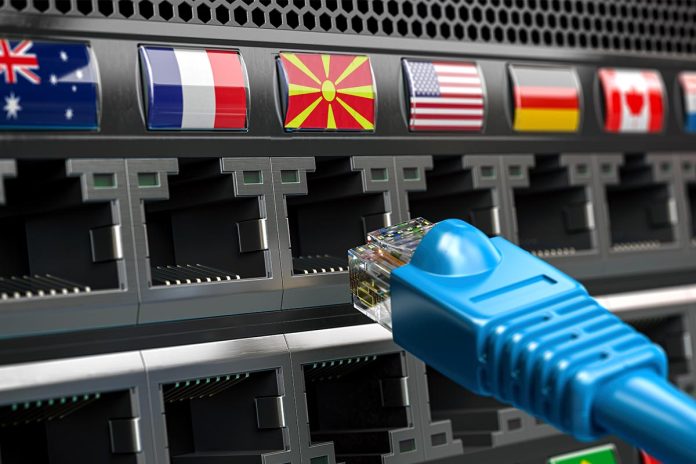 VPN virtual private network conncetion concept. Lan cable and a