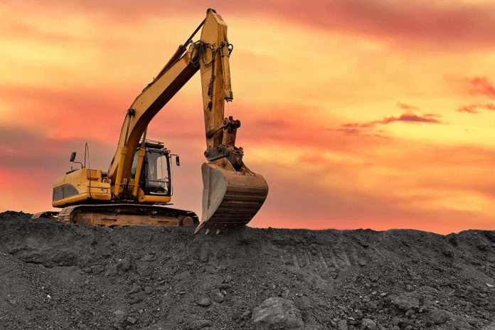 Coal,Mining.,Excavator,On,Earthmoving,At,Open,Pit,Mining.,Backhoe