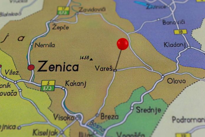 Vareš,Pinned,On,A,Map,Of,Bosnia,And,Herzegovina.,Map