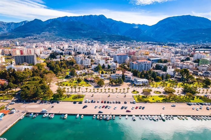 Town,Of,Bar,Coastline,Aerial,View,,Archipelago,Of,Montenegro
