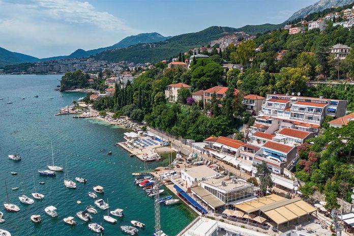 Aerial,View,Of,A,Waterfront,Residential,Area,In,Herceg,Novi