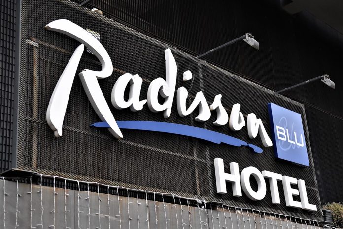 Rome,dicember,21.2019,Radisson,Blu,Hotel,Logo,On,The,Wall