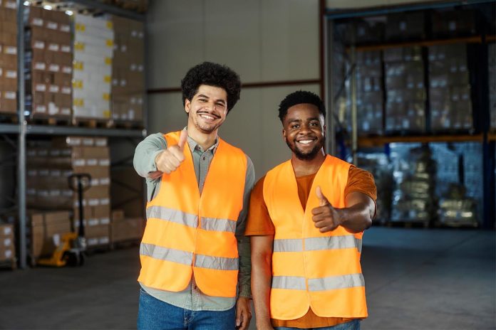 Opportunity,For,Employment.,Two,Smiling,Diverse,Storage,Migrant,Workers,Giving
