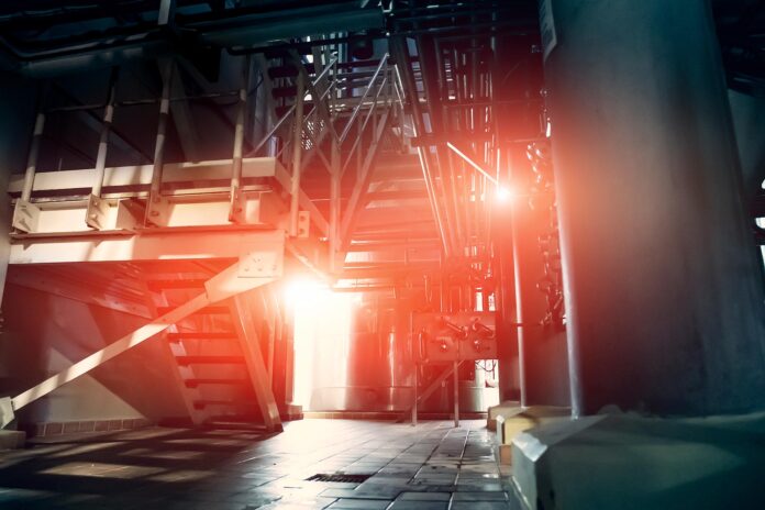 Abstract,Industrial,Background,With,Steel,Pipes,,Factory,Tubes,,Technology,Plant