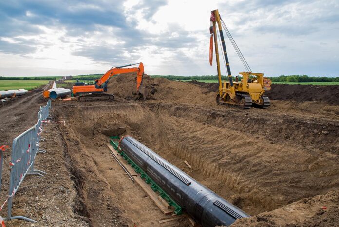 Construction,Works,For,Laying,The,Pipe,Of,Gas,Pipeline.,Horizontal