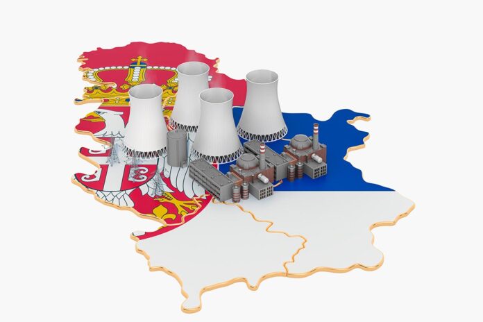 Nuclear,Power,Stations,In,Serbia,,3d,Rendering,Isolated,On,White