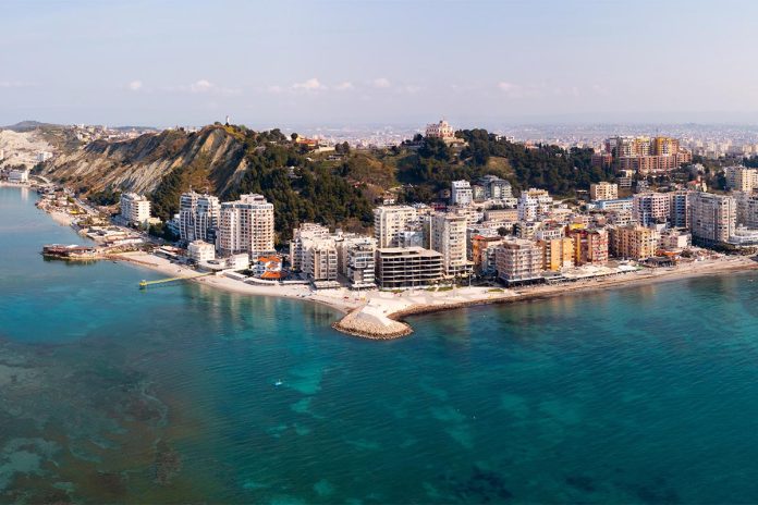 Scenic,Panoramic,Aerial,View,Of,Durres,Cityscape,On,Albanian,Adriatic