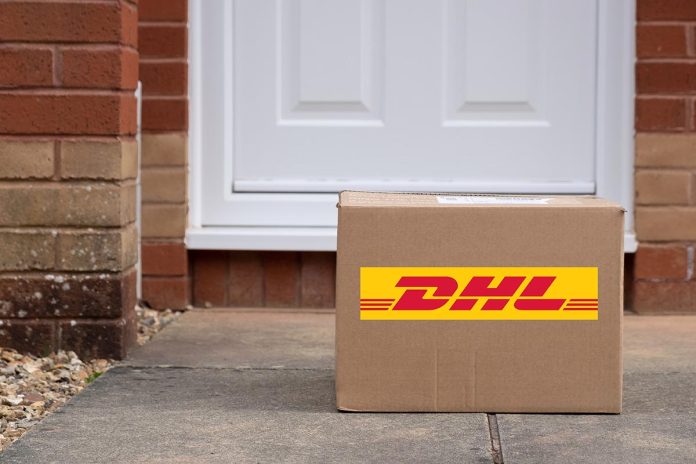 Exeter,,Uk-10,March,2024:,A,Dhl,Delivery,Box,In,Front