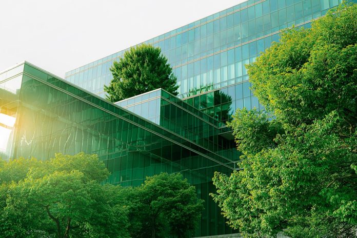Sustainable,Green,Building.,Eco-friendly,Building.,Sustainable,Glass,Office,Building,With