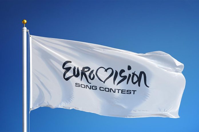 Kiev,Ukraine,-,April,2017:,Eurovision,Song,Concert,Logo,Flag