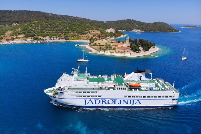Vis,,Croatia,-,June,22,,2021:,Jadrolinija,Car,Ferry,Arrives