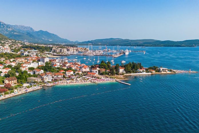 Aerial,View,Of,Porto,Montenegro,,A,Luxury,Marina,Located,In