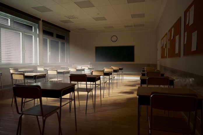 Rays,Of,Light,Falling,To,The,Empty,Classroom.,Abandoned,School.
