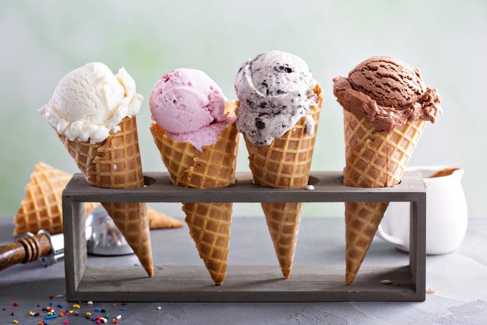 Variety of ice cream cones