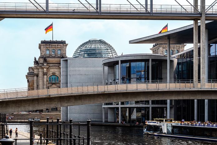 Government building along Spree river in Berlin